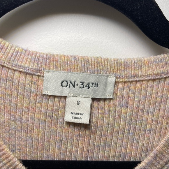 ON 34th Women’s Ribbed Knit Midi Sweater Dress Beige Multicolor casual Size S - Picture 4 of 10